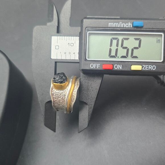 DbM Kensington Sterling Silver Black Tourmaline Ring Spinner Ring Size 8 - Picture 7 of 10